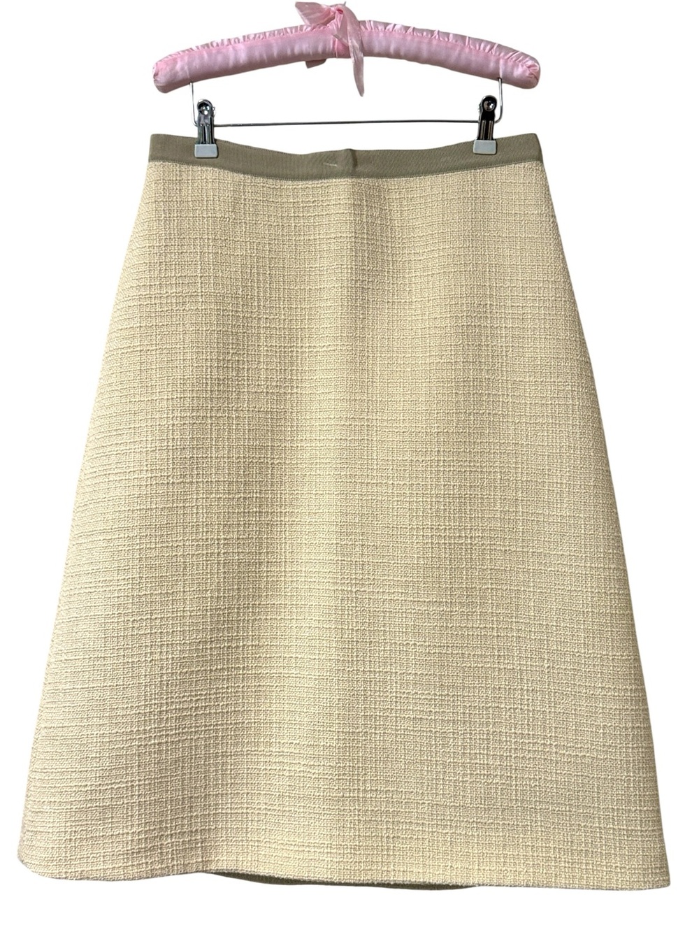 Valentino Tweed A-Line Wool Blend Cream Skirt Size 46 IT